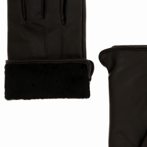 Rękawiczki skórzane eleganckie - brązowe - skóra owcza - EM PREMIUM COLLECTION