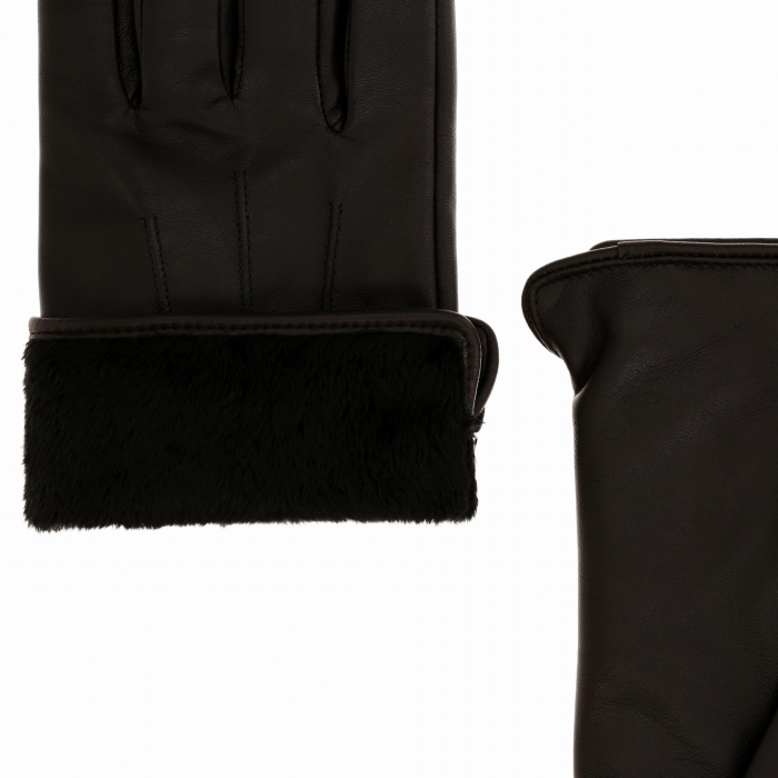 Rękawiczki skórzane eleganckie - brązowe - skóra owcza - EM PREMIUM COLLECTION