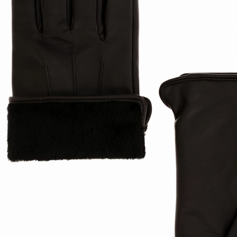 Rękawiczki skórzane eleganckie - brązowe - skóra owcza - EM PREMIUM COLLECTION