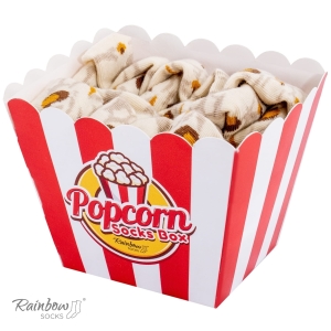 Zestaw prezentowy ze skarpetkami: skarpetki w pudełku - kukurydza popcorn - 2 pary