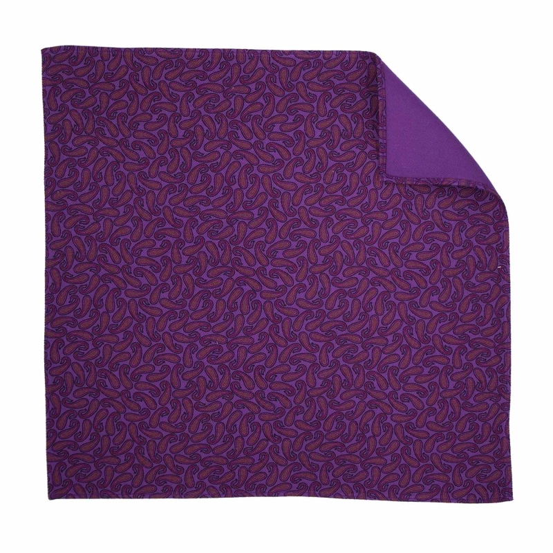 Poszetka bawełniana fioletowa w paisley