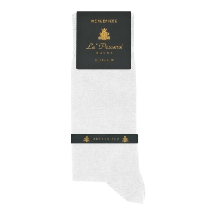 Skarpety garniturowe perłowa biel - bawełna merceryzowana PREMIUM COLLECTION La Pescara socks