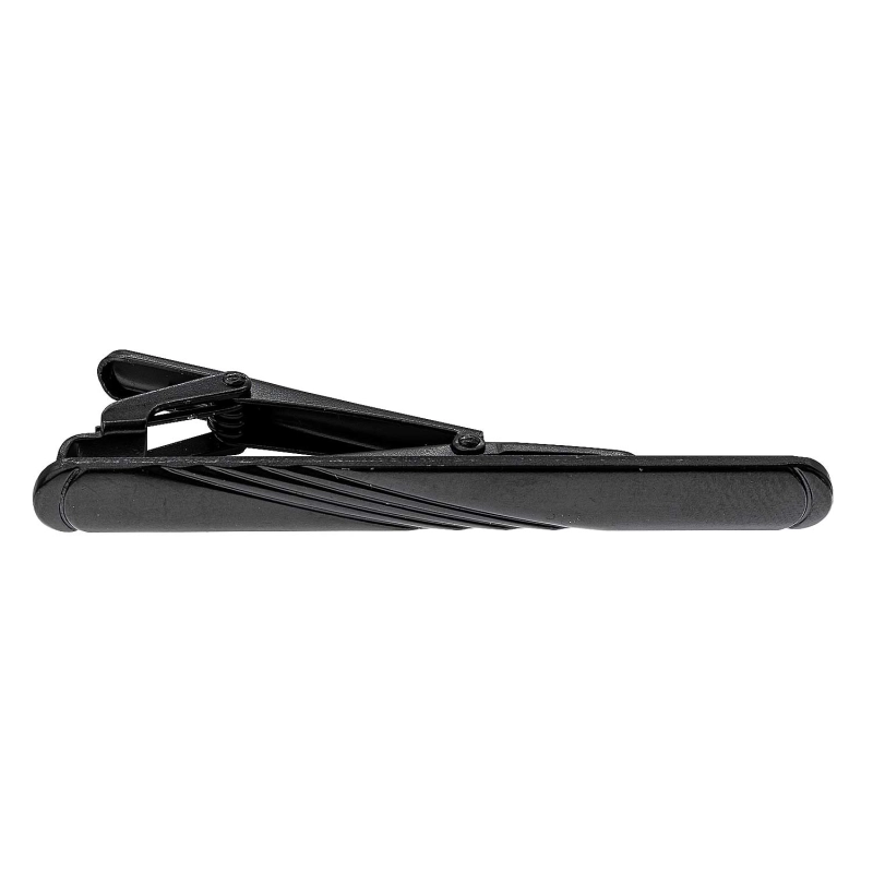 Spinka do krawata czarna matowa klasyczna / elegancka z mikrowzorem 6cm
