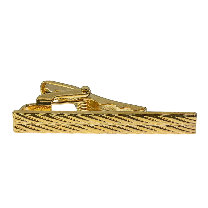 Spinka do krawata złota klasyczna / elegancka w prążek 4cm