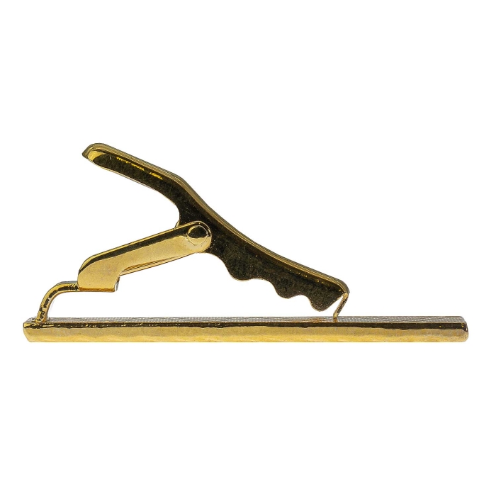 Spinka do krawata złota klasyczna / elegancka w prążek 4cm