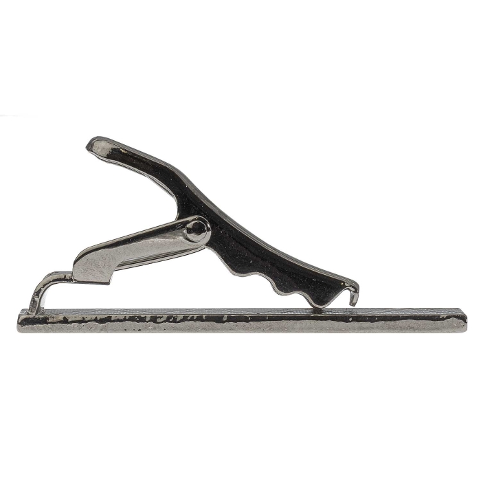 Spinka do krawata ciemnosrebrna klasyczna / elegancka w prążek 4cm