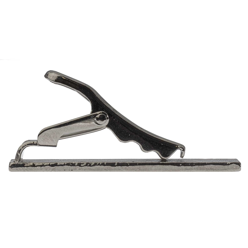 Spinka do krawata ciemnosrebrna klasyczna / elegancka w prążek 4cm