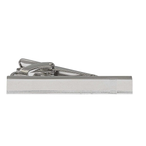 Spinka do krawata srebrna elegancka z paskami 4,5cm