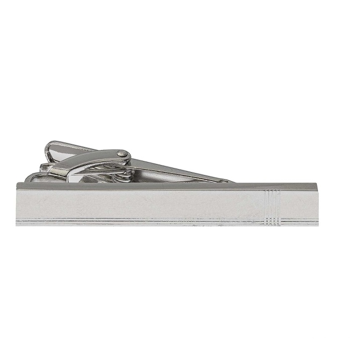 Spinka do krawata srebrna elegancka z paskami 4,5cm