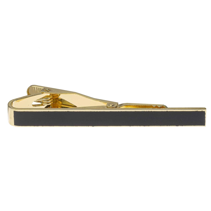 Spinka do krawata złoto-czarna elegancka gładka 6cm