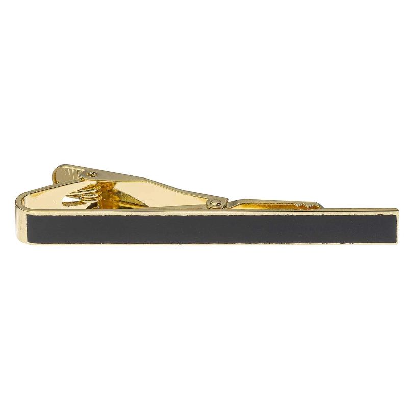 Spinka do krawata złoto-czarna elegancka gładka 6cm