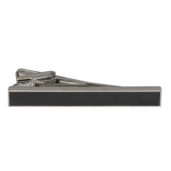 Spinka do krawata srebro-czarna elegancka w mikrowzór 5,5cm