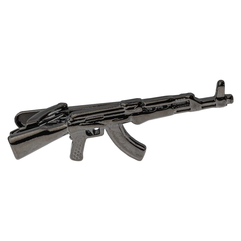Spinka do krawata ciemnosrebrna pistolet / broń / wiatrówka 5cm