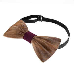 Mucha drewniana wypukła - falowana w stylu boho ciemnobrązowa/bordowa