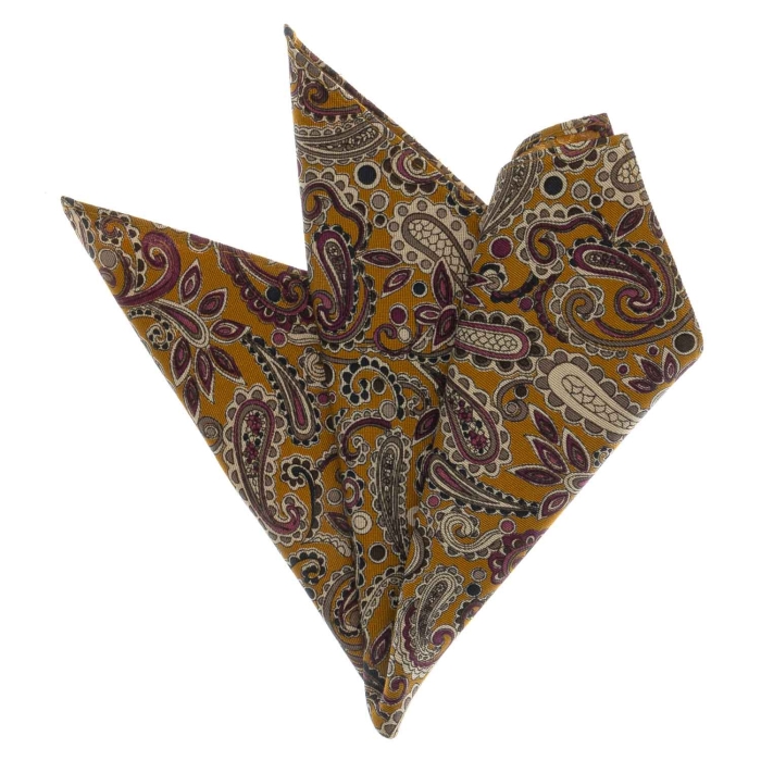 Poszetka musztardowa w paisley EM