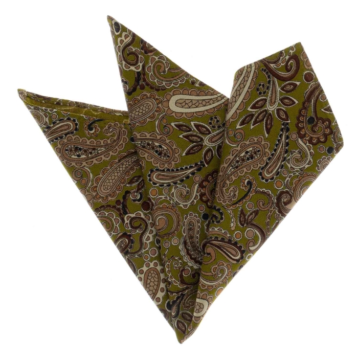 Poszetka oliwkowa w paisley
