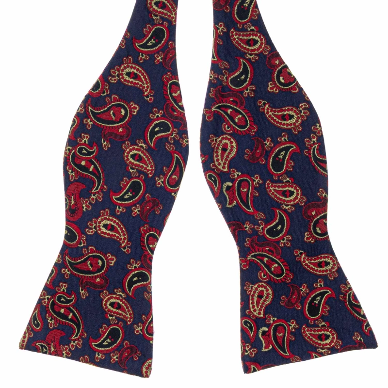Mucha do wiązania jedwabna ciemnogranatowa w paisley EM