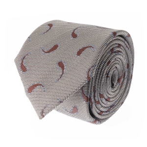 Krawat jedwabny szary z wzorem paisley PREMIUM EM