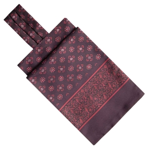 Fular - askot jedwabny bordowy - czerwony elegancki w mikrowzór / paisley EM