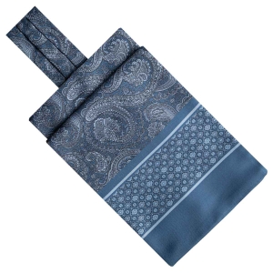 Fular - askot jedwabny niebieski- elegancki w paisley / mikrowzór EM