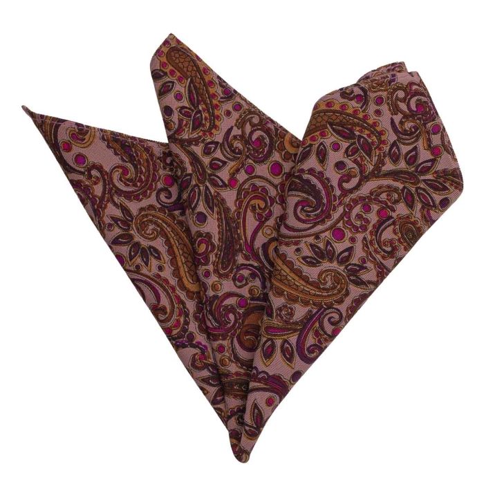 Poszetka bawełniana wrzosowa w paisley EM