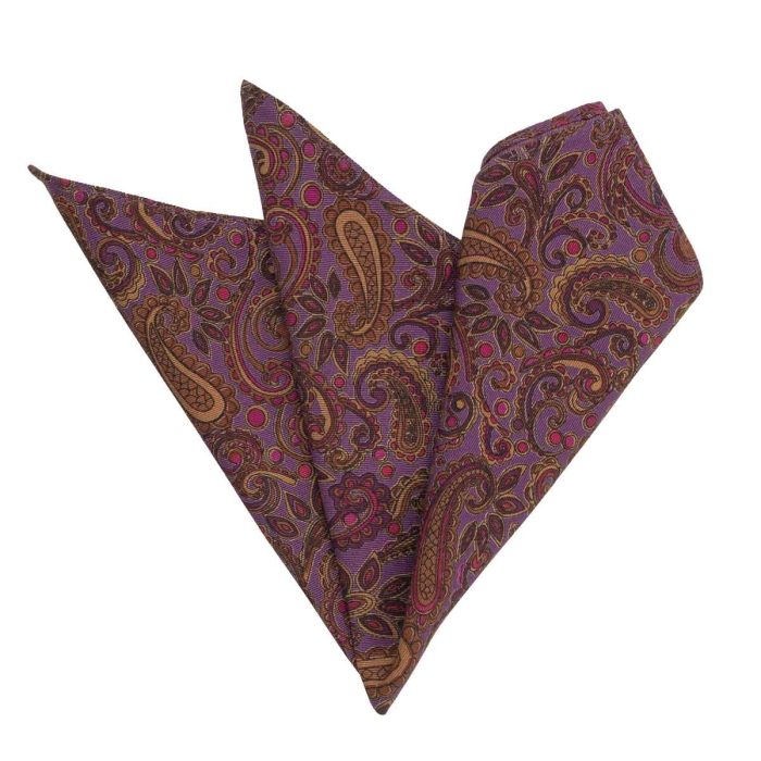 Poszetka bawełniana fioletowa w paisley EM