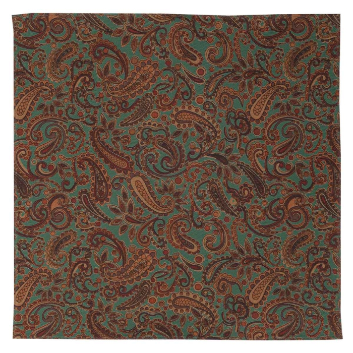 Poszetka bawełniana zielona w paisley EM