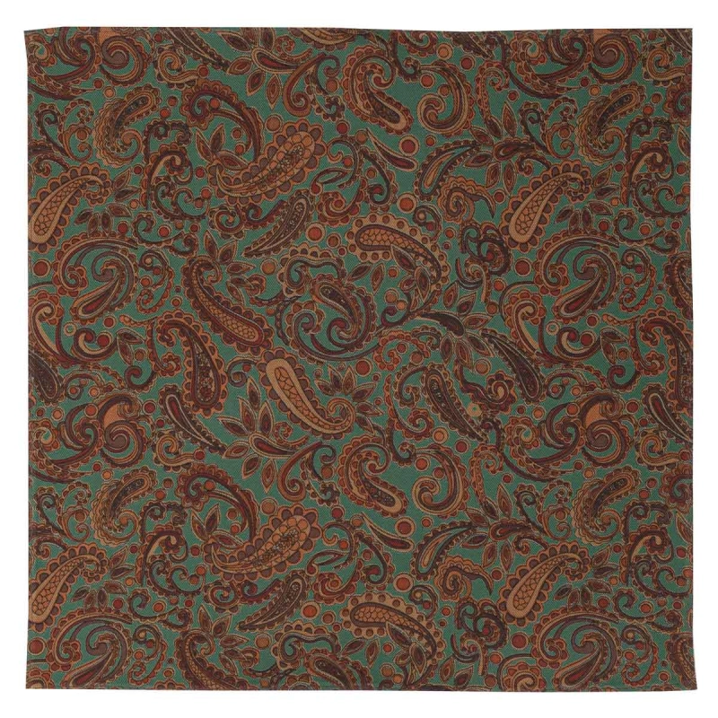 Poszetka bawełniana zielona w paisley EM