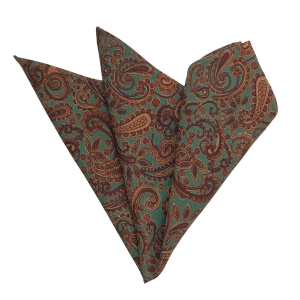 Poszetka bawełniana zielona w paisley EM