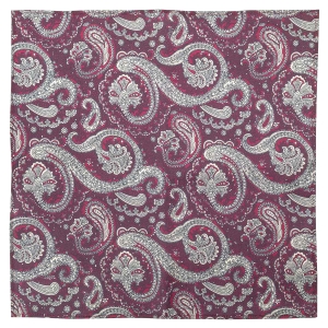 Poszetka jedwabna bordowo- beżowa w paisley EM