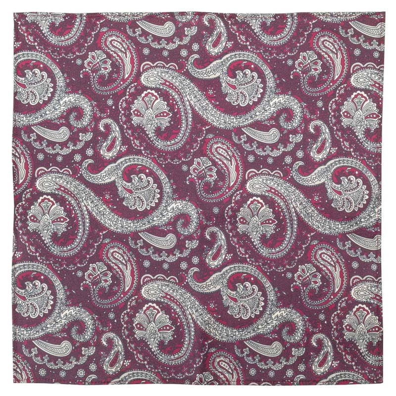 Poszetka jedwabna bordowo- beżowa w paisley EM