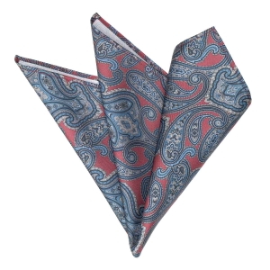 Poszetka jedwabna bordowa- granatowa w paisley EM
