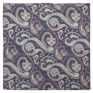 Poszetka jedwabna granatowo- beżowa w paisley EM