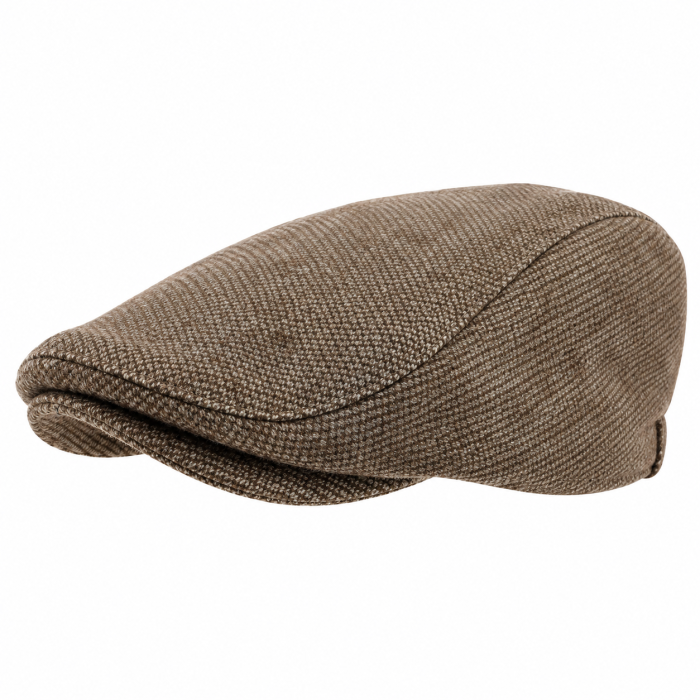 Kaszkiet wełniany tweed PREMIUM | orzechowo - brązowy,  - w pepitkę EM