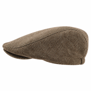 Kaszkiet wełniany tweed PREMIUM | orzechowo - brązowy,  - w pepitkę EM