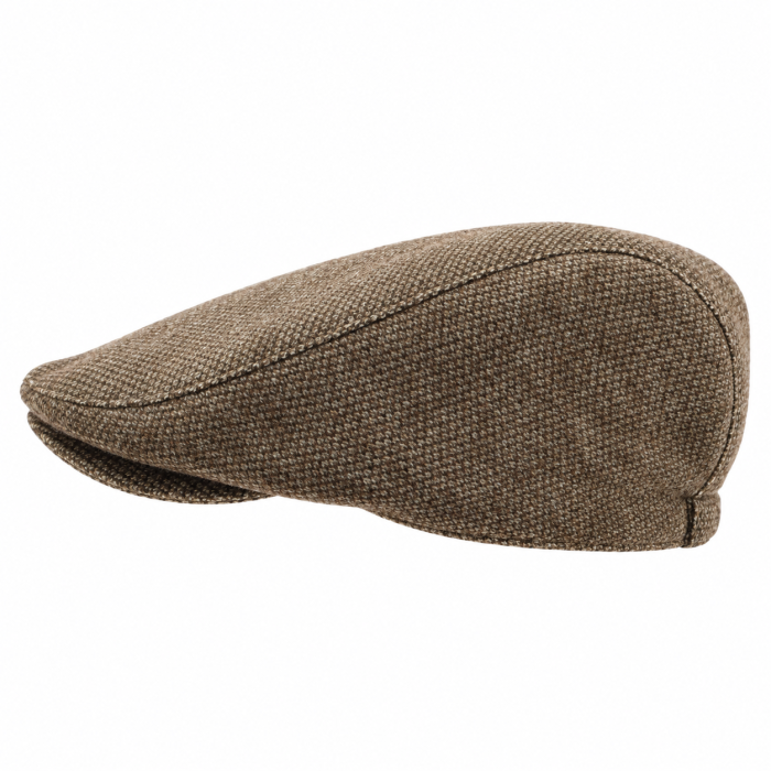 Kaszkiet wełniany tweed PREMIUM | orzechowo - brązowy,  - w pepitkę EM