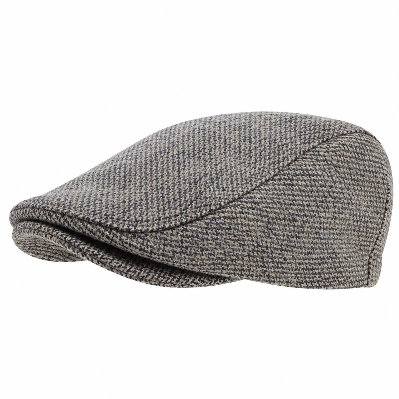 Kaszkiet wełniany tweed PREMIUM | szaro - beżowy - w pepitkę EM