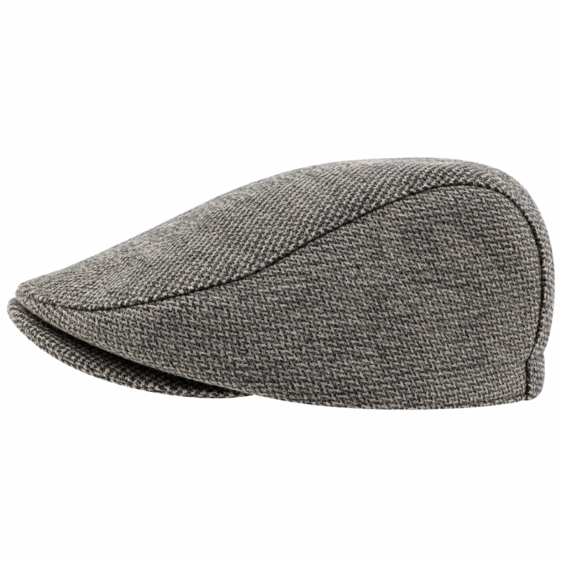 Kaszkiet wełniany tweed PREMIUM | szaro - beżowy - w pepitkę EM