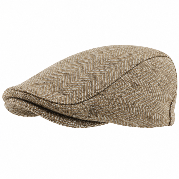 Kaszkiet wełniany tweed PREMIUM | piaskowy - w pepitkę EM