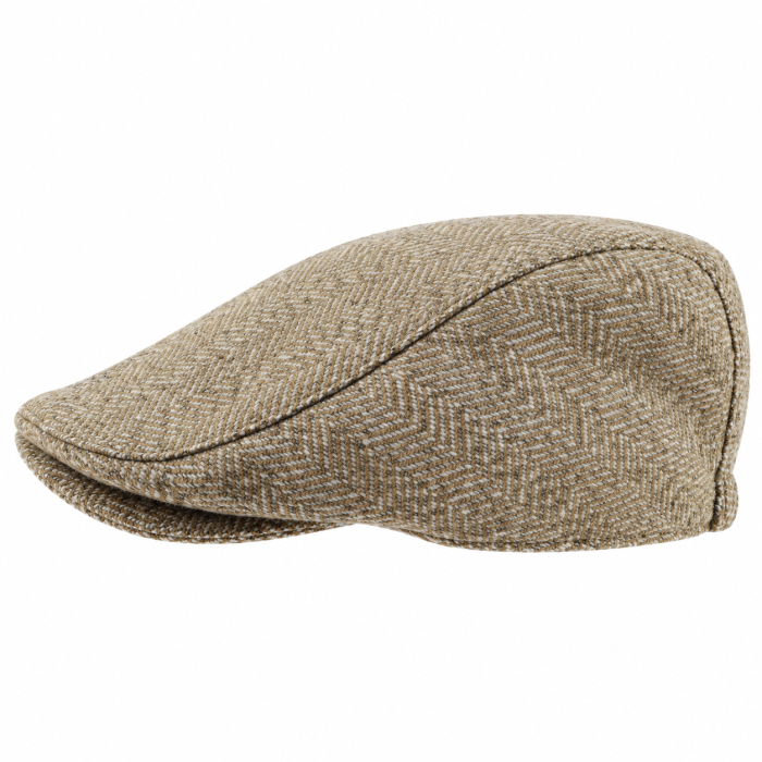Kaszkiet wełniany tweed PREMIUM | piaskowy - w pepitkę EM