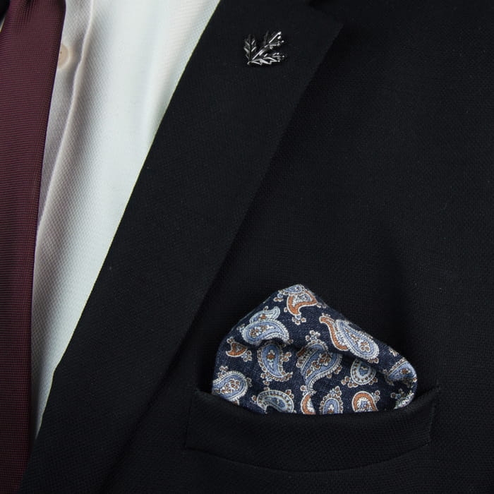 EM Men's Accessories poszetka bawełna len granatowa.jpg