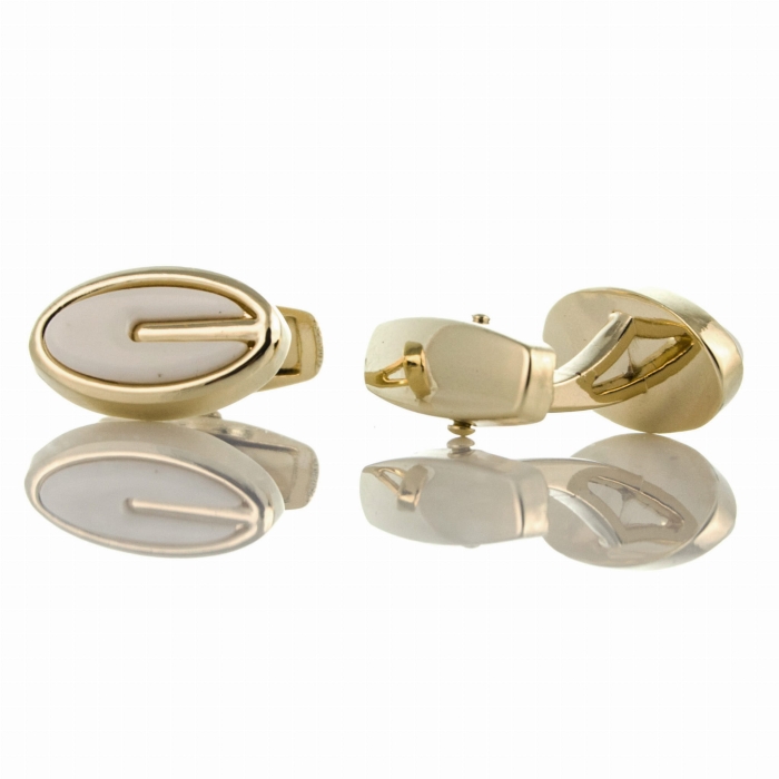 EM Men's Accessories spinki do mankietów złote owalne z masą perłową.jpg