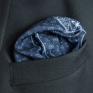 EM Men's Accessories poszetka bawełna-modal granatowa liście.jpg