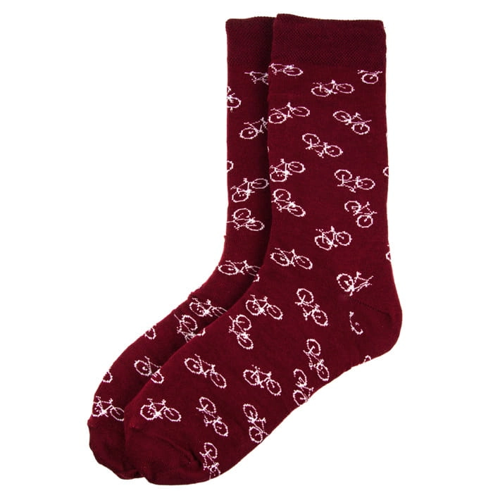 EM Men's Accessories skarpety długie bawełniane bordowe w rowery.jpg